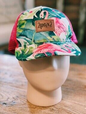 Deux Par Deux Paradise Found Flamingo Toddler Trucker Hat. 12-18 Months